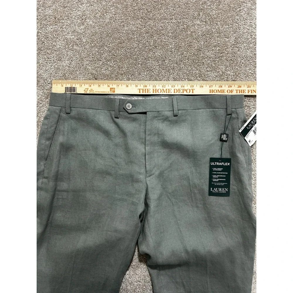 NEW Lauren Ralph Lauren Mens Pants 40 x 30 100% Linen Edgewood Light Green